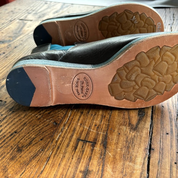 Size 7 Eu 38 Kork Ease Grey and Teal leather Ankle Boots Flats - Picture 7 of 10